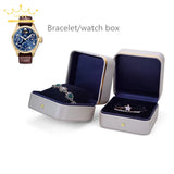 Gold-rimmed Leather Jewelry Box Wedding Single Ring Brooch Necklace Storage Box