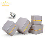 Gold-rimmed Leather Jewelry Box Wedding Single Ring Brooch Necklace Storage Box