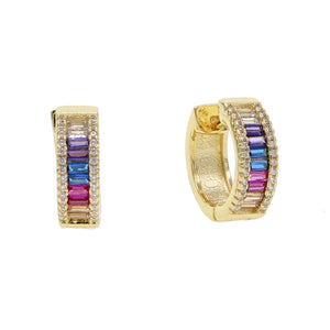Silver Rainbow CZ Hoop Earring