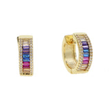 Silver Rainbow CZ Hoop Earring