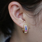 Silver Rainbow CZ Hoop Earring