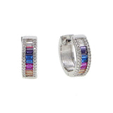 Silver Rainbow CZ Hoop Earring