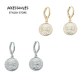 Gold/Silver Plated Venting Coin Hoop Earrings for Women