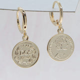 Gold/Silver Plated Venting Coin Hoop Earrings for Women