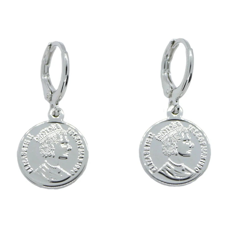 Gold/Silver Plated Venting Coin Hoop Earrings for Women