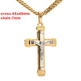 Cross Christ Jesus Pendant Necklace Stainless Steel Chains Necklace