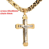 Cross Christ Jesus Pendant Necklace Stainless Steel Chains Necklace
