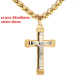 Cross Christ Jesus Pendant Necklace Stainless Steel Chains Necklace
