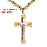 Cross Christ Jesus Pendant Necklace Stainless Steel Chains Necklace