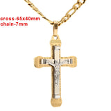 Cross Christ Jesus Pendant Necklace Stainless Steel Chains Necklace