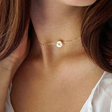 Boho Choker Necklace 11MM Coin Pendants Name Letter Jewelry
