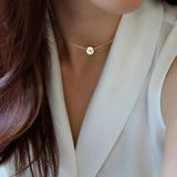 Boho Choker Necklace 11MM Coin Pendants Name Letter Jewelry