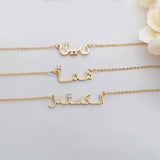 Personalized Arabic Name Necklace with CZ Stone - Dainty Jewelry for Women