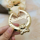 GoldButterfly 60mm Bamboo Hoop Earring Hiphop Name Earring Stainless Steel