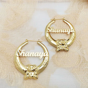 GoldButterfly 60mm Bamboo Hoop Earring Hiphop Name Earring Stainless Steel
