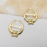 GoldButterfly 60mm Bamboo Hoop Earring Hiphop Name Earring Stainless Steel