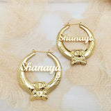 GoldButterfly 60mm Bamboo Hoop Earring Hiphop Name Earring Stainless Steel