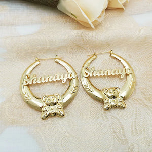 GoldButterfly 60mm Bamboo Hoop Earring Hiphop Name Earring Stainless Steel