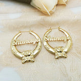 GoldButterfly 60mm Bamboo Hoop Earring Hiphop Name Earring Stainless Steel
