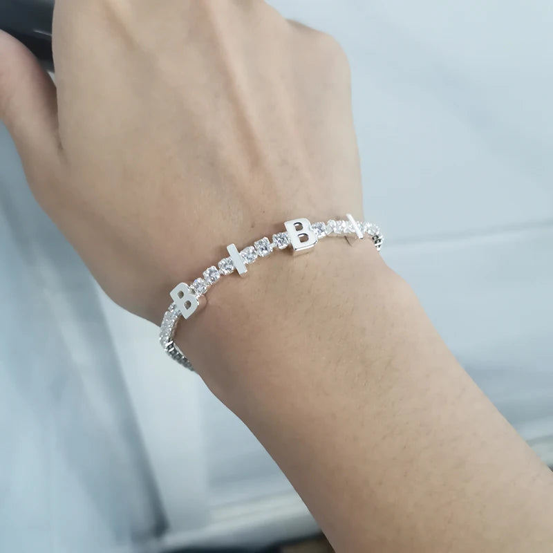 GoldButterfly 3mm Tennis Chain Bracelet Colorful Zircon Name Bracelet