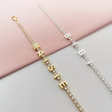 GoldButterfly 3mm Tennis Chain Bracelet Colorful Zircon Name Bracelet