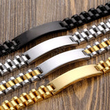 Engravable Name Bracelet Stainless Steel Mens ID Bracelets Customize Gift