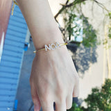 Gold Butterfly Pave Crystal Letter Bracelet Zircon Name Bangles