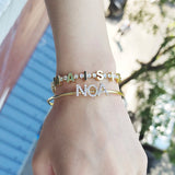 Gold Butterfly Pave Crystal Letter Bracelet Zircon Name Bangles