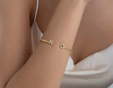 Personalised Steel Jewelry Zircon Letters Crystal Bracelet Name Bangle