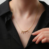 GoldButterfly Personalized Zircon Letter Name Necklace with Golden Initial Bead