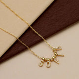 GoldButterfly Personalized Zircon Letter Name Necklace with Golden Initial Bead