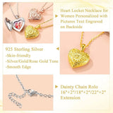 Goldchic 925 Silver Personalized Locket Necklace Heart Picture Engrave Memory