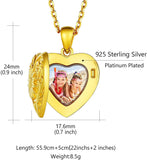 Goldchic 925 Silver Personalized Locket Necklace Heart Picture Engrave Memory