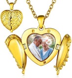 Goldchic Angel Wing Locket Necklace for Women, Personalized Picture