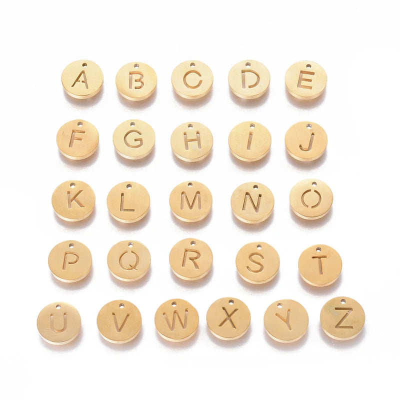 304 Stainless Steel Charms Pendants with Letter A~Z for DIY Jewelry Making