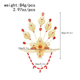 3D Metal Peacock Headwear Hair Accessories with Crystal Beads