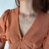 925 Silver Square Link Chain Necklace Zircon Pin Choker