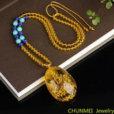 Golden Amber Bodhisattva Zodiac Mouse Necklace