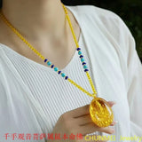 Golden Amber Bodhisattva Zodiac Mouse Necklace