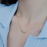 Golden Bean Necklace for Women's Light Niche Sense Clavicle Chain