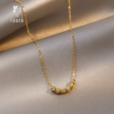 Golden Bean Necklace for Women's Light Niche Sense Clavicle Chain