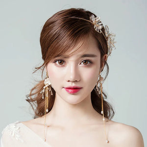 Crystal Tiara Bridal Headband with Earrings