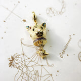 Golden Cat With Star Charms Pendant Fit Europe Bracelet Necklace