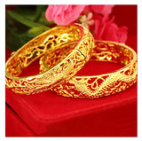 Golden Ceremony Bride Bracelet Wedding Hollow out Dragon Phoenix Bracelet