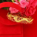 Golden Ceremony Bride Bracelet Wedding Hollow out Dragon Phoenix Bracelet