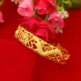 Golden Ceremony Bride Bracelet Wedding Hollow out Dragon Phoenix Bracelet