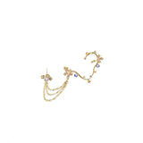 Golden Chain Earrings Rhinestone Flowers Ear Bone Chain Personality Earrings