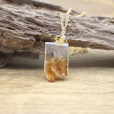Golden Chains Citrine Geode Druzy Pendant