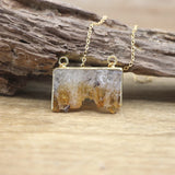 Golden Chains Citrine Geode Druzy Pendant