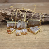 Golden Chains Citrine Geode Druzy Pendant